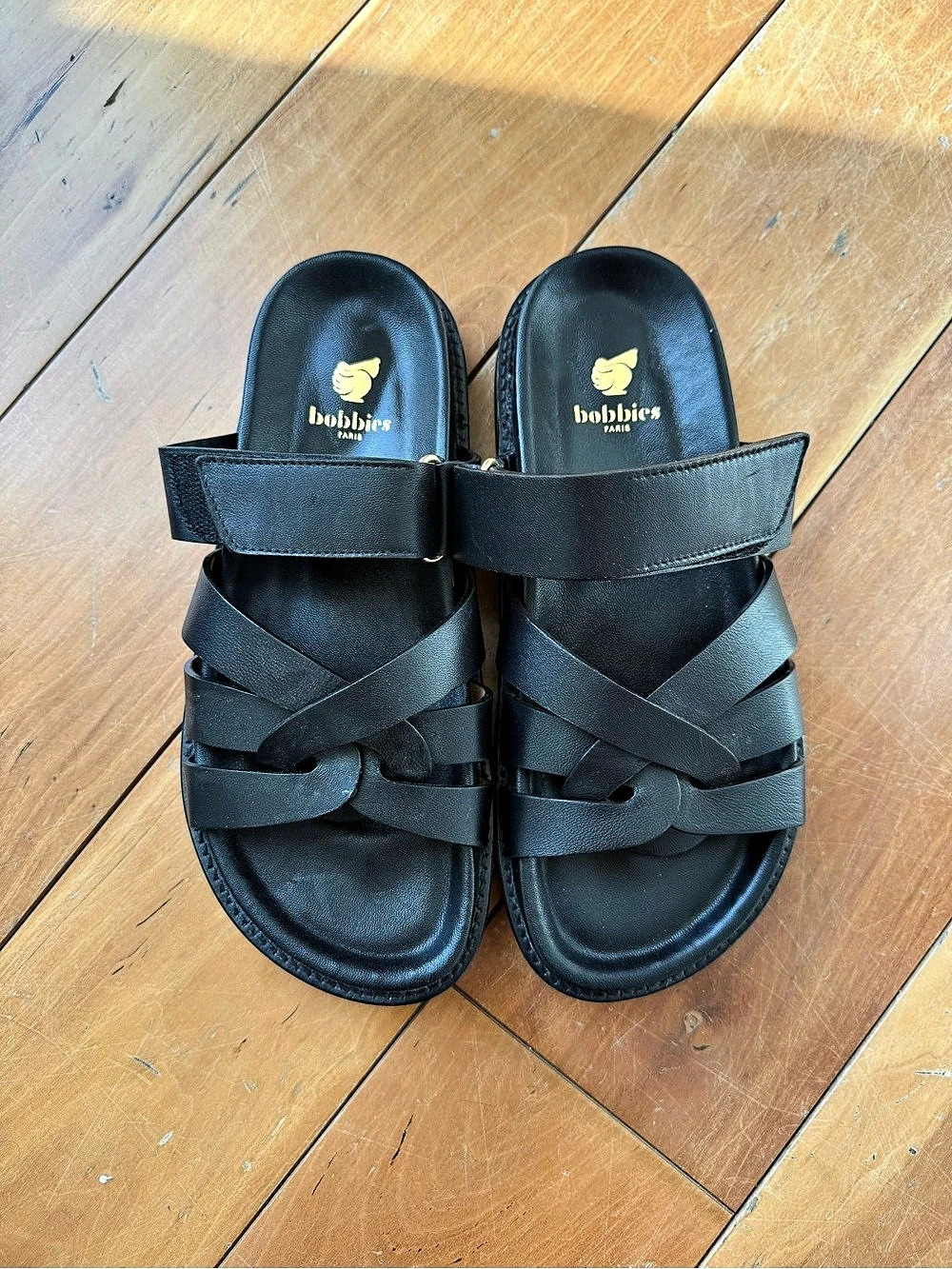 bobbies Atlas Black Strappy Sandals